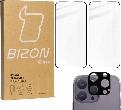 Produktbild von BIZON Edge 2x Bildschirmglas + Kameraglas Apple iPhone 15 Pro Max