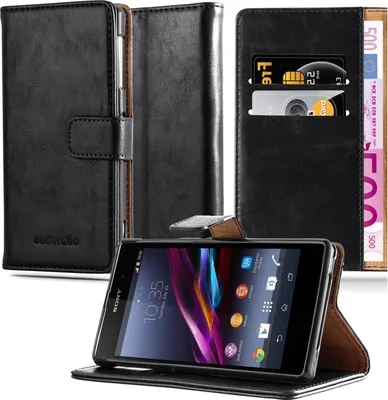 Produktbild von Cadorabo Hülle für Sony Xperia Z Schutzhülle in Schwarz Handyhülle Book Tasche Case Etui Luxury