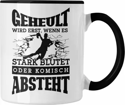 Produktbild von Trendation - Lustige Tasse Handball-Spieler als Geschenkidee Spruch Geschenk Handballspieler Trainer Coach (Schwarz)