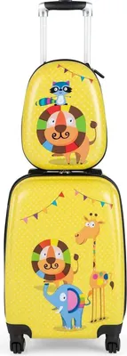 Image de Valise pour enfants - Valise de voyage pour enfants - Coque rigide en ABS - Motif lion - Jaune
