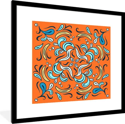 Produktbild von MuchoWow® MuchoWow® Gerahmtes Poster Blütenblätter - Blau - Gelb - Weiß 40x40 cm - Poster mit zchwarzem Bilderrahmen - Poster - Plakat im Rahmen
