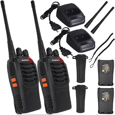 Produktbild von 2x Baofeng BF-888S Walkie Talkie Leistungsstarker Tragbares Transceiver UHF VHF 136-174Mhz 220-260Mhz, 8KM, Antenne Retoo
