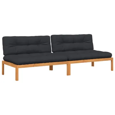 Produktbild von vidaXL Garten-Mittelsofas aus Paletten mit Kissen 2 Stk. Akazienholz