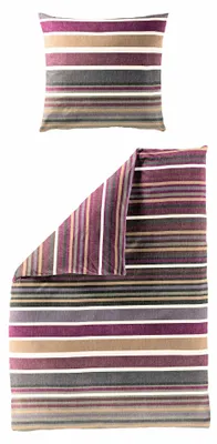 Produktbild von JACK by Bierbaum Biber Bettwäsche 2 tlg. 135x200cm Streifen Lila Schwarz Offwhite Gestreift Beige