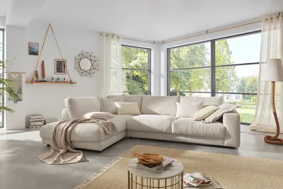 Produktbild von KAWOLA Sofa MADELINE Ecksofa Cord cremeweiß Recamiere links