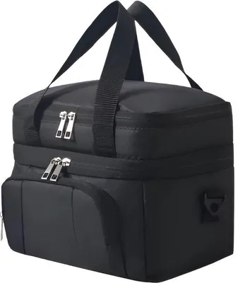 Image de CarryQuest® - Sac isotherme - Double compartiment - 27x20x22 cm - Noir
