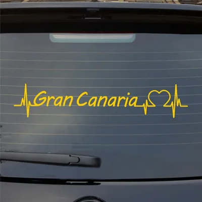 Produktbild von Heckscheibenaufkleber Gran Canaria Puls Herzschlag Auto- mit Insel Motiv 55x11 cm Gelb Auto Aufkleber Sticker