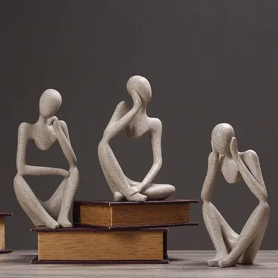 Image de Thinker Résine Statue Ornementation Abstraite Personnes Home Décor - Type A