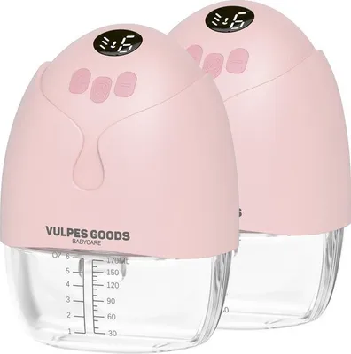 Produktbild von Vulpes Goods Doppelt Milchpumpe, Milchpumpe Elektrisch Tragbar mit 3 Modi und 27 Leistung, 19mm/21mm/24mm/26mm Flansch, Stillpumpe, wiederaufladbare Milchpumpe, Inkl. 60 Muttermilch-Aufbewahrungsbeutel, 2 Stück, MAX