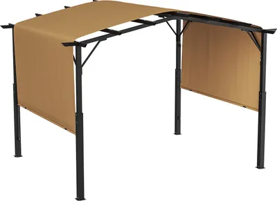 Obrázek produktu pro SucceBuy 12x10 ft zatahovací pergola pro venkovní použití, oblouková kovová střecha pro terasu