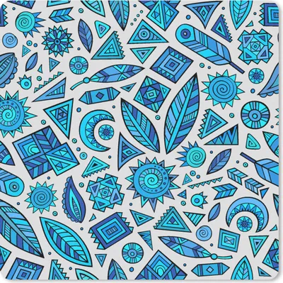 Produktbild von MuchoWow® Mauspad Mousepad Blau - Muster - Federn - Mond 30x30 cm - Mousepads - Maus Mat - Pad - Mausunterlage - Gaming