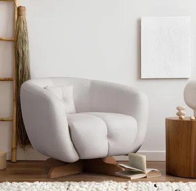Produktbild von Weißer Luxus Sessel Designer Wohnzimmer Einsitzer Textil Edler 1-Sitzer