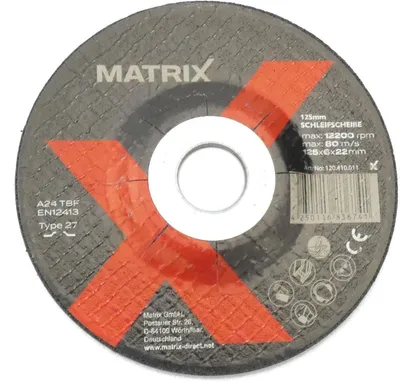 Produktbild von MATRIX Schleifscheibe für Metall 125mm Durchmesser 22mm Achsbohrung