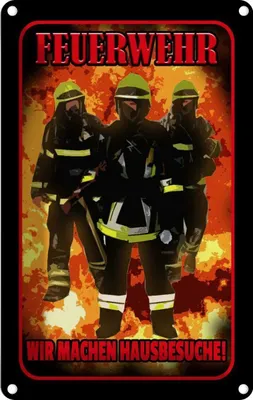 Produktbild von vianmo Blechschild 18x12 cm Feuerwehr wir machen Hausbesuche Beruf Arbeit
