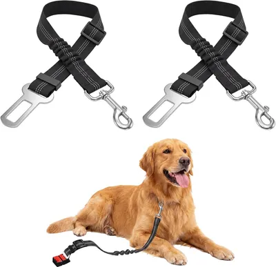 Produktbild von Hundegurt für Auto, 2 Stück, verstellbar, elastische Schockdämpfung, mit Karabinerhaken, für alle Hunderassen