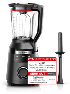 Produktbild von Bosch Serie 6 MMBD665B1, Tischplatten-Mixer, 2 l, 1 m, 1800 W, Schwarz
