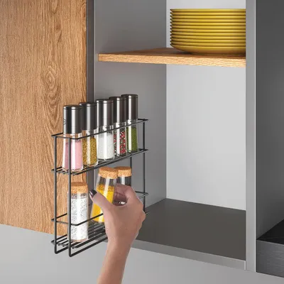 Produktbild von Metaltex gewürzregal ausziehbar grau - smart kitchen - Schwarz - Ausziehbar