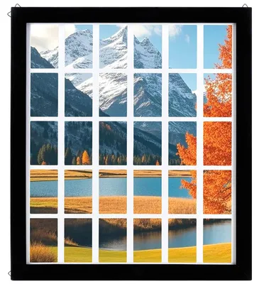 Fotorahmen-Collage 30 Raster, Acryl/Holz/MDF, Schwarz, 53x47 cm