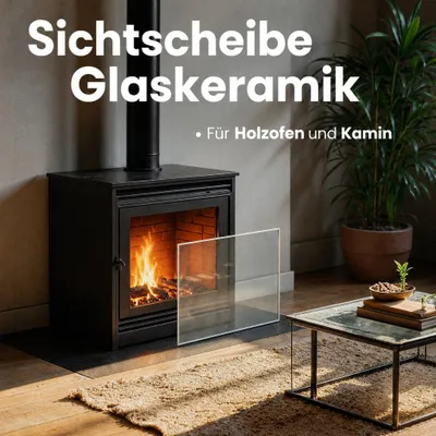 Produktbild von 492 x 480 x 4 mm - Kaminglas - Ofenglas - Ersatz-Kaminscheibe - feuerfestes Glas - France Vitre - 480x492 mm