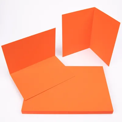 Produktbild von 50 x Klappkarten DIN A6 blanko Tonkarton Geschenkkarten - Orange