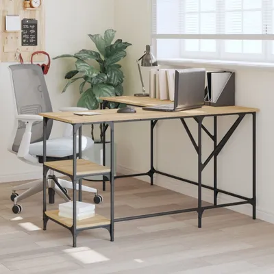 A modern home office setup with a desk and chair.
