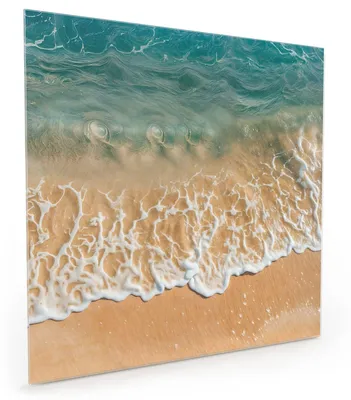 Produktbild von Küchenrückwand Spritzschutz Glas mit Motiv Ozeanwellenstrand 40 x 40 cm
