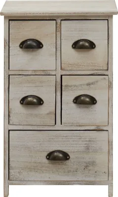 Produktbild von Rebecca Mobili Kommode im Vintage-Stil mit 5 Schubladen aus Holz, weiß