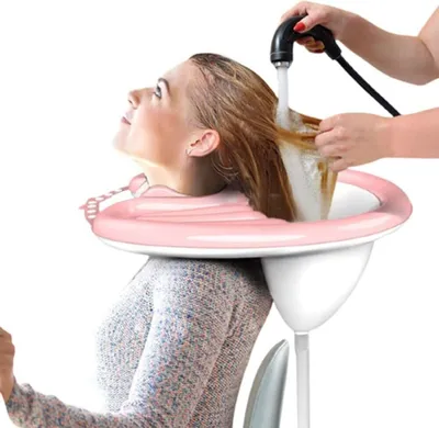 Produktbild von Shampoo Bowl, Tragbares Haarwaschbecken für das Bett und im Bett, leichtes Shampoo-Becken für ältere Menschen, Behinderte Rosa