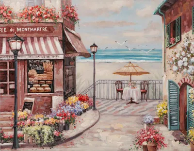 Produktbild von ArtUniverse Leinwandbild Strandcafé 70 x 90 cm