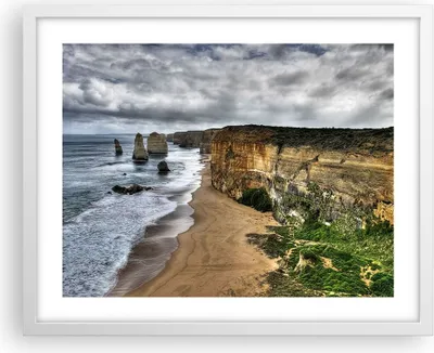 Produktbild von Gerahmtes Poster - Weißer Rahmen - Strand Ozean Landschaft - 50x40 cm - Wand Bild - Wanddeko - Wandbilder - Kunstposter - Wandposter - Bilderrahmen - Bilder - Kunstdruck - Wandbild - P2WAA50x40-0141
