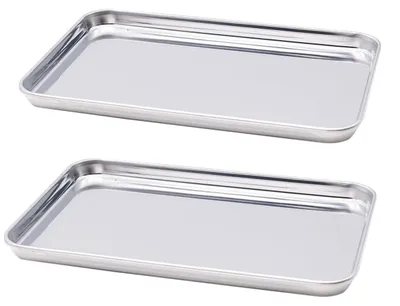 Zdjęcie produktu dla Blacha do pieczenia - 26,5 x 20,5 x 1,2 cm - Stal nierdzewna - Zestaw 2 szt.