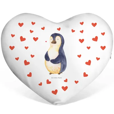 Produktbild von Mr. & Mrs. Panda Dekokissen Pinguin Diät - Weiß - Geschenk, Liebeskissen, Bierbauch, Pinguine, Kuschelkissen, Herzkissen, dekoartikel, Sofakissen