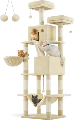 Produktbild von Feandrea Kratzbaum 206 cm, XXL, mit 13 Kratzsäulen, 2 Plattformen beige