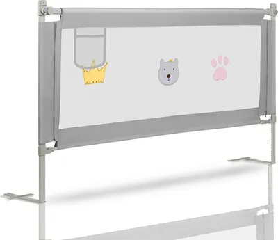 Image de Jopassy Barrière de sécurité pour lit 180cm Barrière de sécurité pour lit bébé avec hauteur réglable Barrière de sécurité pour lit enfant, lit parental - Gris 180cm