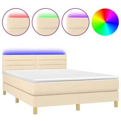 Produktbild von Boxspringbett mit Matratze & LED Creme 140x190 cm Stoff