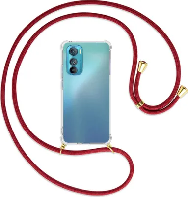 Produktbild von Handykette Backcover-Schutzhülle mit Band (Metall goldfarben) für Motorola Edge 30 5G - dunkelrot