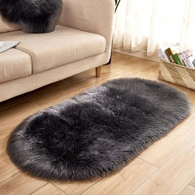 Produktbild von Lammfell Schaffell Teppich  Kunstfell Dekofell Teppich weich Lammfellimitat Longhair Fell Optik Nachahmung Wolle Bettvorleger Sofa Matte Shaggy Teppiche für Schlafzimmer Wohnzimmer, G, 40 x 60 cm