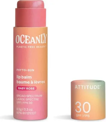 Image de Baume à Lèvres SPF 30 Rose Bébé avec Zinc Oxide ATTITUDE Oceanly-Phyto-Sun