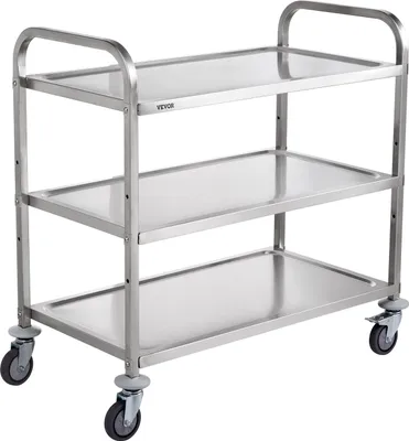 Produktbild von 3-stöckiger Mehrzweckwagen, Rollwagen auf Rädern, 94,5 x 50,8 x 94,7 cm, 450 Pfund, 6 Haken