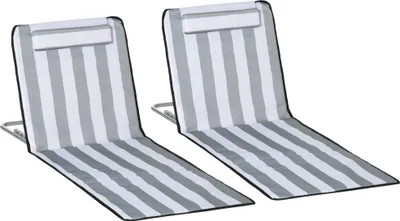 Produktbild von Sonnenliege klappbar Gartenliege mit Kopfkissen Liegestuhl mit 5-Fach verstellbare Rückenlehne Tragetasche Hellgrau