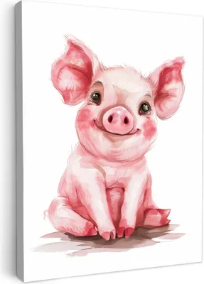 Produktbild von Leinwand Bilder 50x70 cm - Kinder Tiere - Schwein, Bilder, Wanddeko, Wandbilder Wohnzimmer