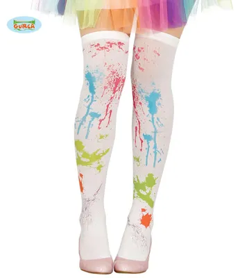 Produktbild von Halterlose Strümpfe Overknee Damenstrümpfe bunt bekleckst