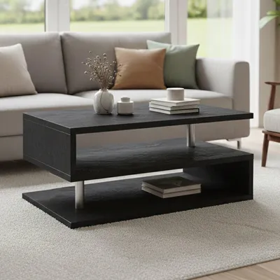 Productafbeelding van Salontafel Goffredo, salontafel voor de woonkamer, laag opbergmeubel, salontafel, 90x55x41 cm, leisteen