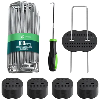 Produktbild von VOUNOT® 100 U-Erdanker Heringe mit 50 Scheiben 150×30 mm Verzinktes Metall