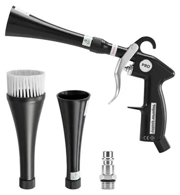 Druckluftpistole 6–9,2 bar, 360° Düse, Aluminium, Bürstenaufsatz