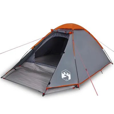 Image de Tente de camping à dôme 2 personnes gris et orange imperméable