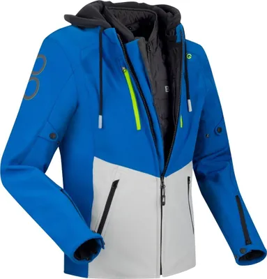 Productafbeelding van Bering Rotor softshell, waterdichte motorfietsjas, blauw/grijs, maat 2XL