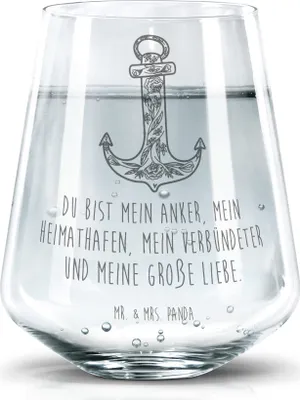 Produktbild von Mr. & Mrs. Panda Glas Anker Blau - Transparent - Geschenk, Lustige Sprüche, Dekoglas, Wasserglas, getränkebecher, Glasbecher, Becherglas