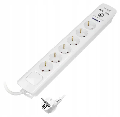 Produktbild von Orno Überspannungsschutz-Steckdosenleiste 6 Steckdosen 2x USB 3m