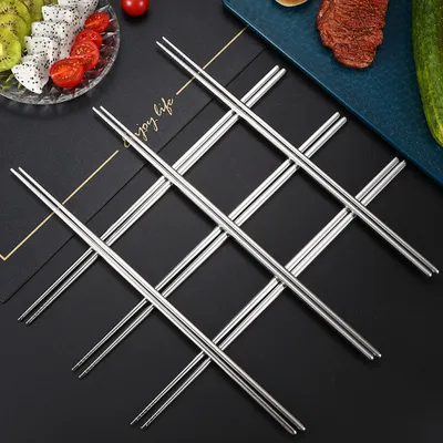 Essstäbchen-Set Aus Edelstahl Mit Silikon – 5 Paar, Spülmaschinenfest & Rutschfest Für Hotpot & Mehr